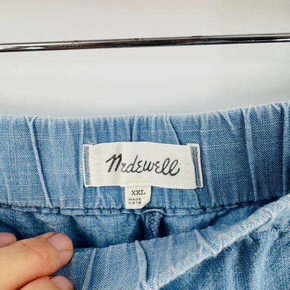 Madewell Chambray Shorts Casual Relaxed Fit Elastic Waist Pockets Cotton Sz XXL - Picture 4 of 7